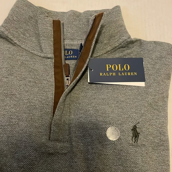 Polo Ralph Lauren half Zip Jumper Rib Pullover Sweater Sweatshirt Pullover Grey - Picture 2 of 3